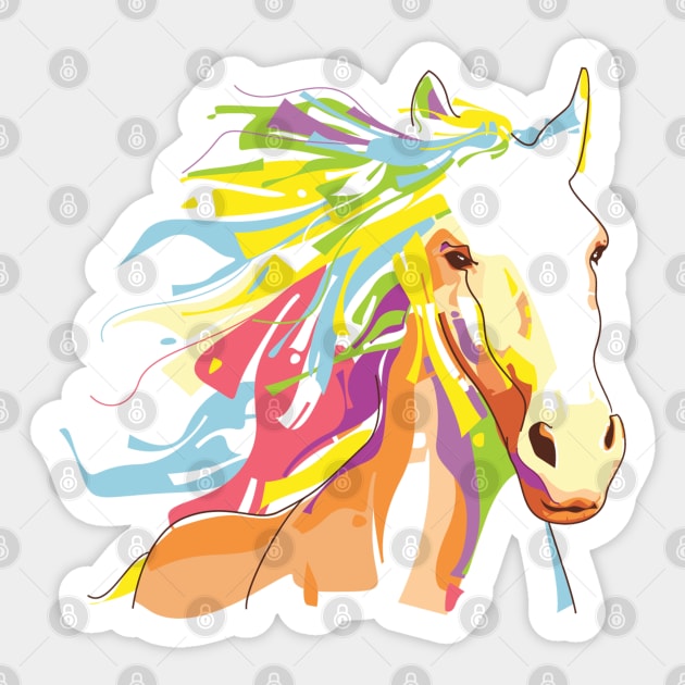 Horse - Horse Head Sticker by Kudostees